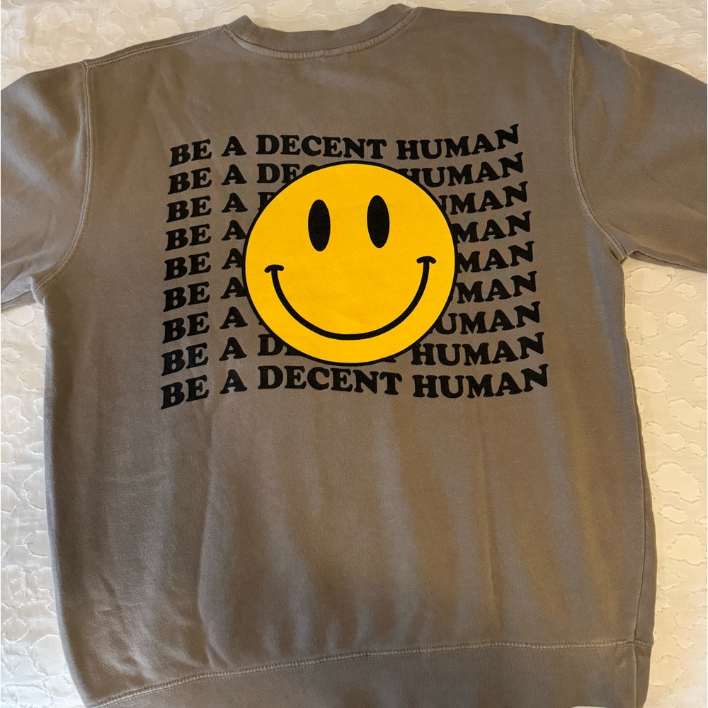 “Be a Decent Human” crewneck. Barstool Sports PlanBri merch!